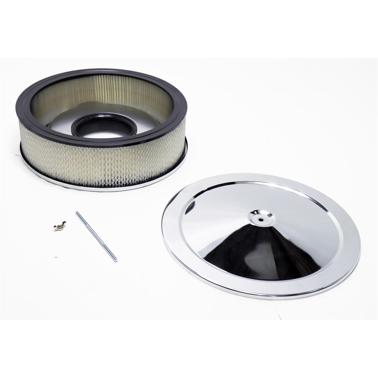 Chrome Deep Dish Performance Air Cleaner, 14 x 4 Ib, 4 Barrel Car
