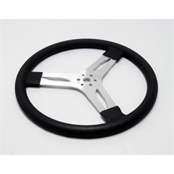 15 Inch Aluminum 3-Spoke Steering Wheel – 2-1/4” Dish, Cushioned Grip | Black, Red, Blue, Or Purple | For Racing, Custom Cars