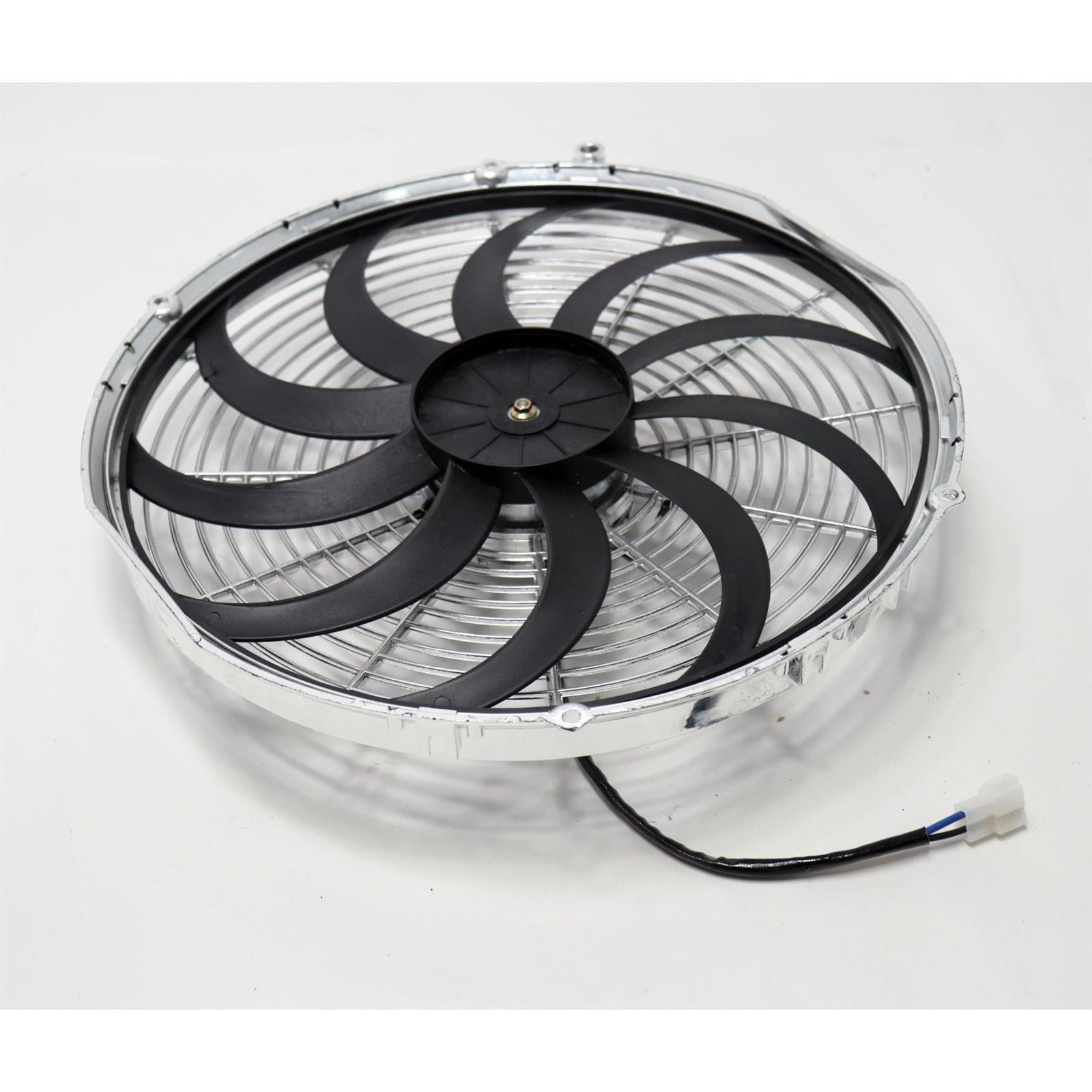 Chrome 16 Inch Curved Blade Electric Radiator Fan, Reversible