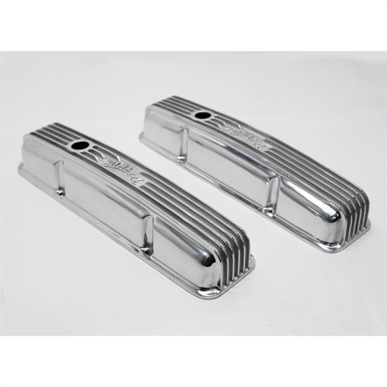 Edelbrock 4143 Aluminum Valve Cover Set, Polished, SBC