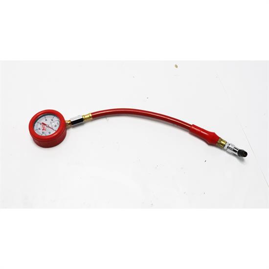 Safety Racing Red LiquidFilled Tire Pres. Gauge w/ Hose 060 PSI