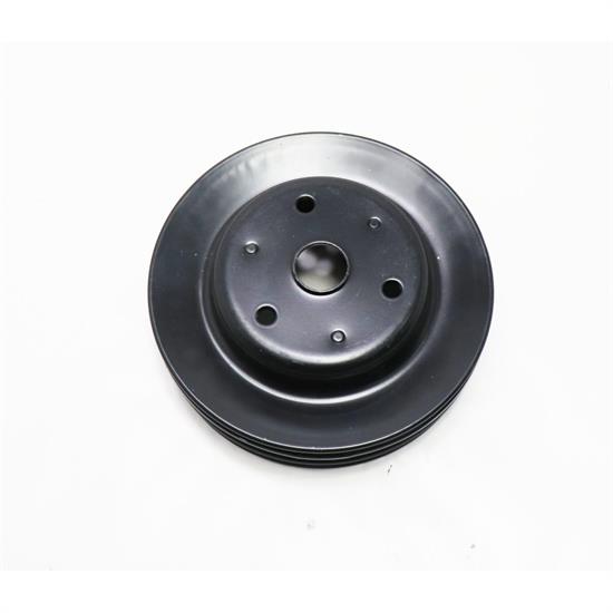 Triple Groove Crank Pulley for Small Block Chevy Long Pump Black