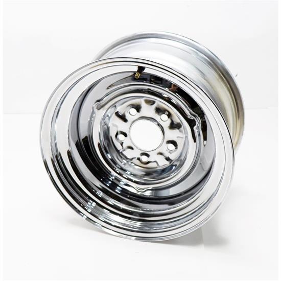 O/E Style Hot Rod Chrome Steel Wheel 15x8, 5 on 4.75, 4.25 BS