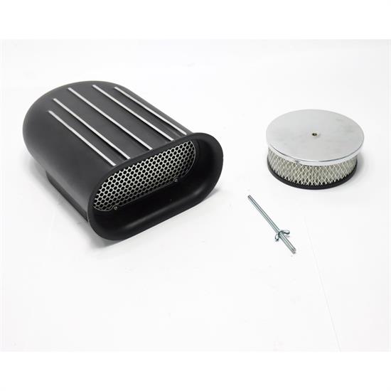 Gasser Finned Aluminum Single Quad Carb Air Scoop, Black