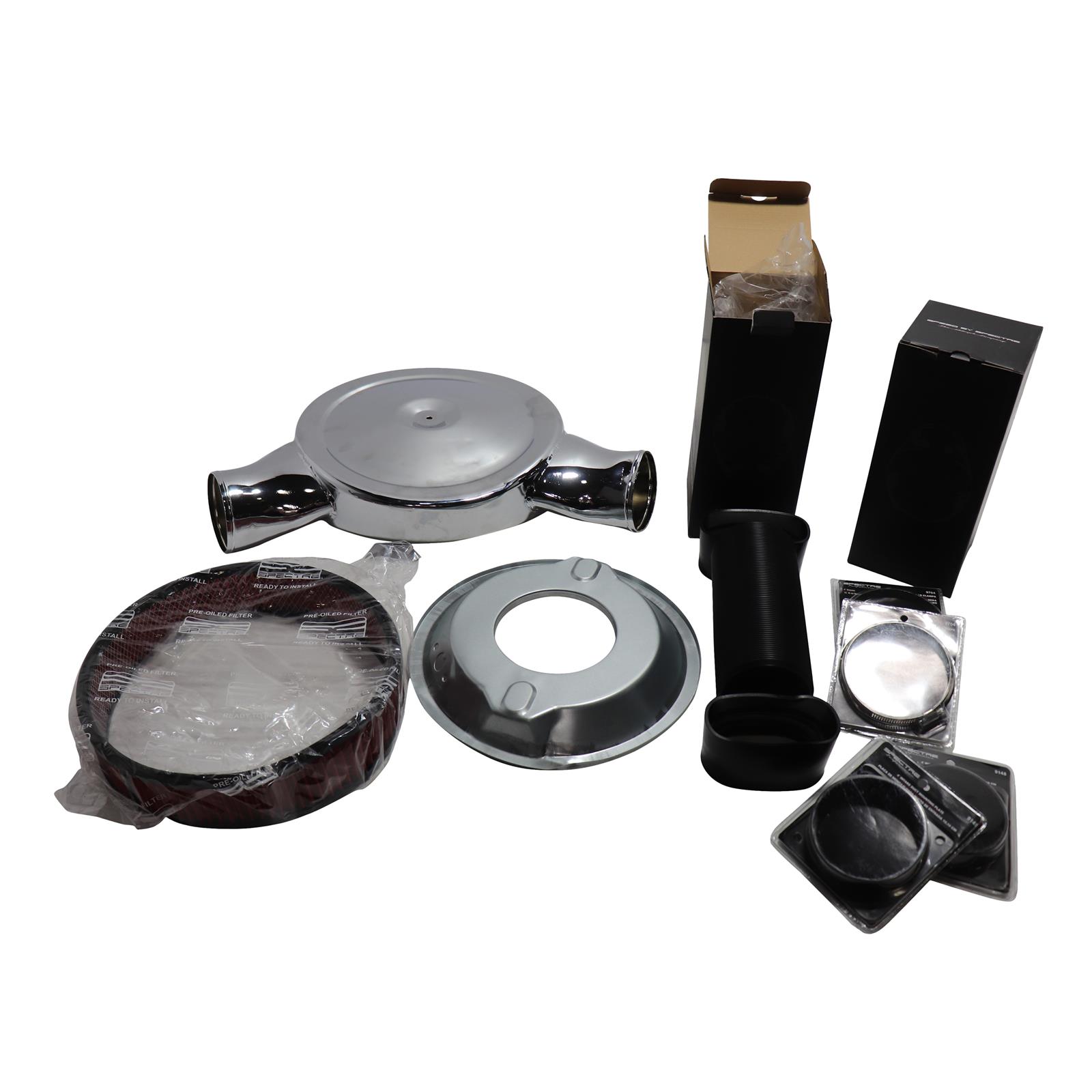 Spectre 732 Air Cleaner,Cold Air/Dual Inlets/Flexible Ducts/Red F