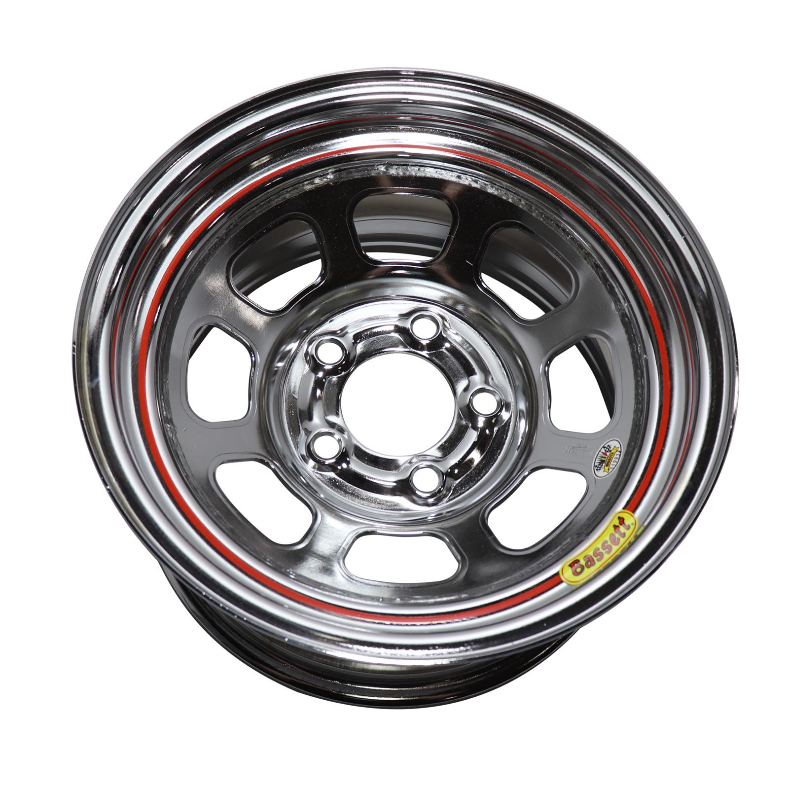 Bassett D58DH4 15X8 DOT DHole 4x100 mm 4 In Bckspc Chrome Wheel