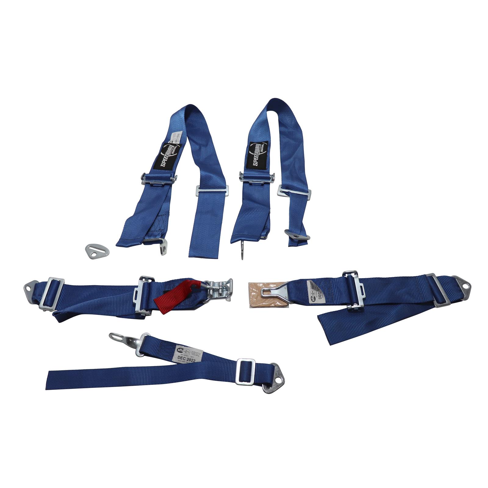 Blue Nylon SFI Seat Belt Combo 3 Inch Individual Shoulder Harness