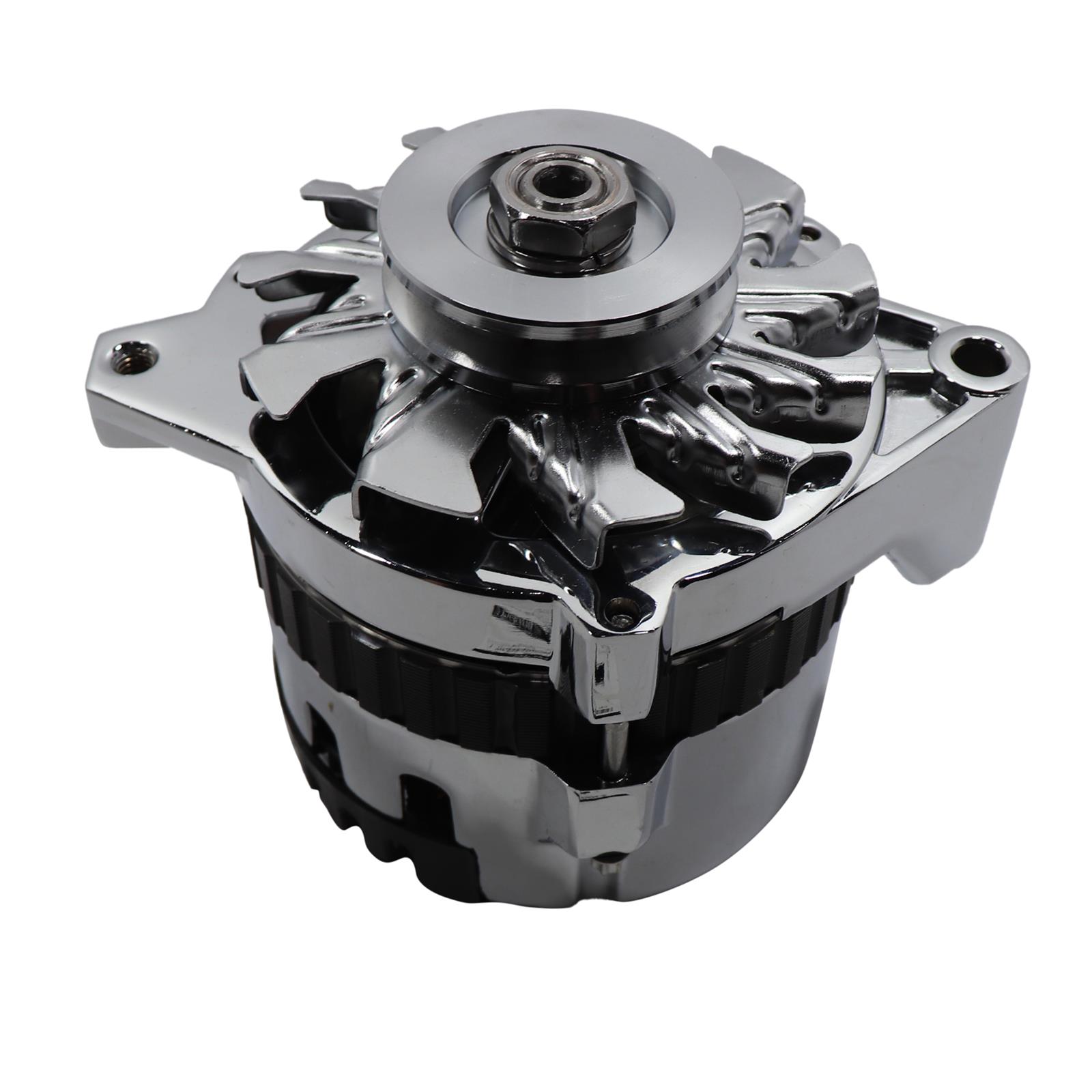 GM CS130 Style 220 Amp Alternator, VBelt Pulley, Chrome