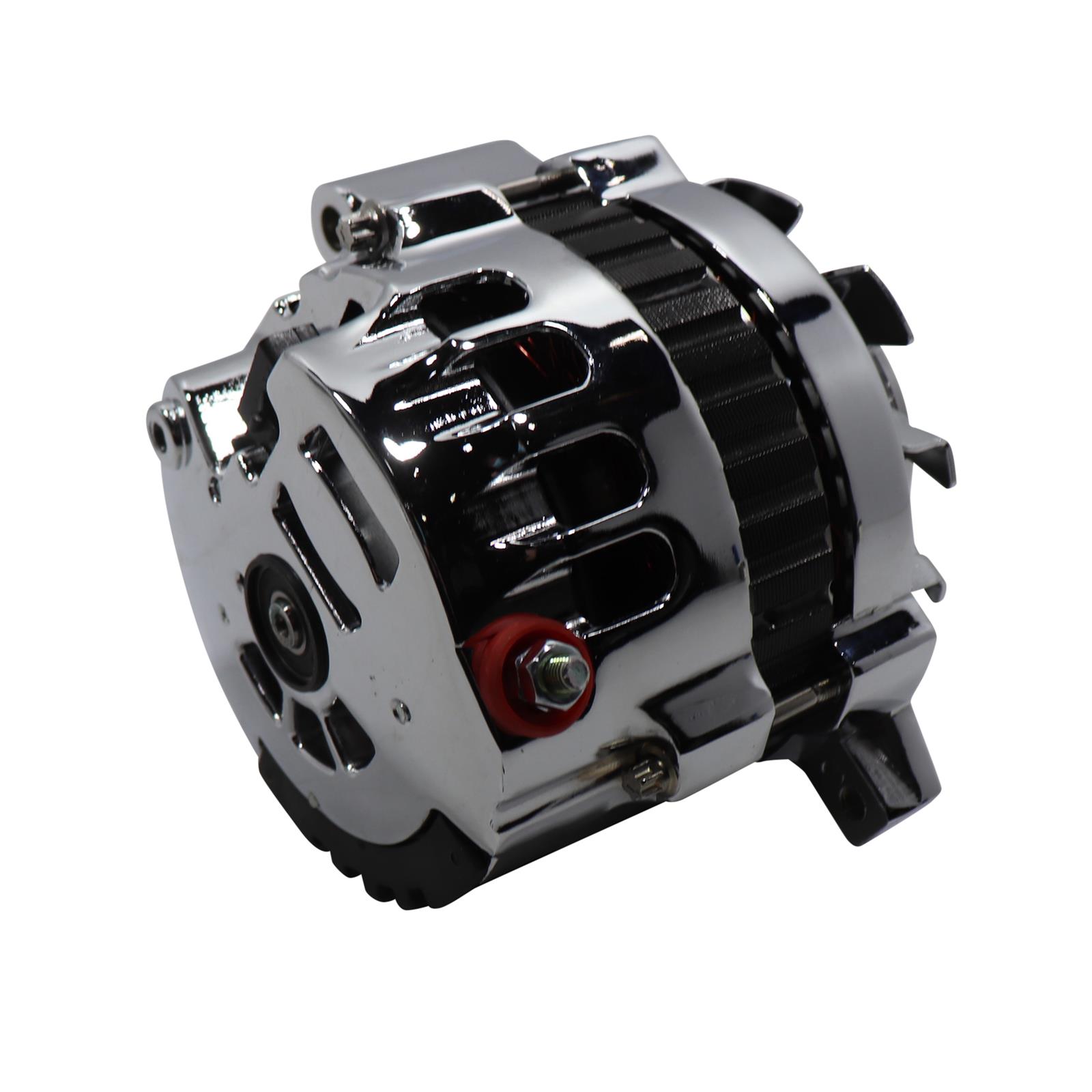 GM CS130 Style 220 Amp Alternator, VBelt Pulley, Chrome