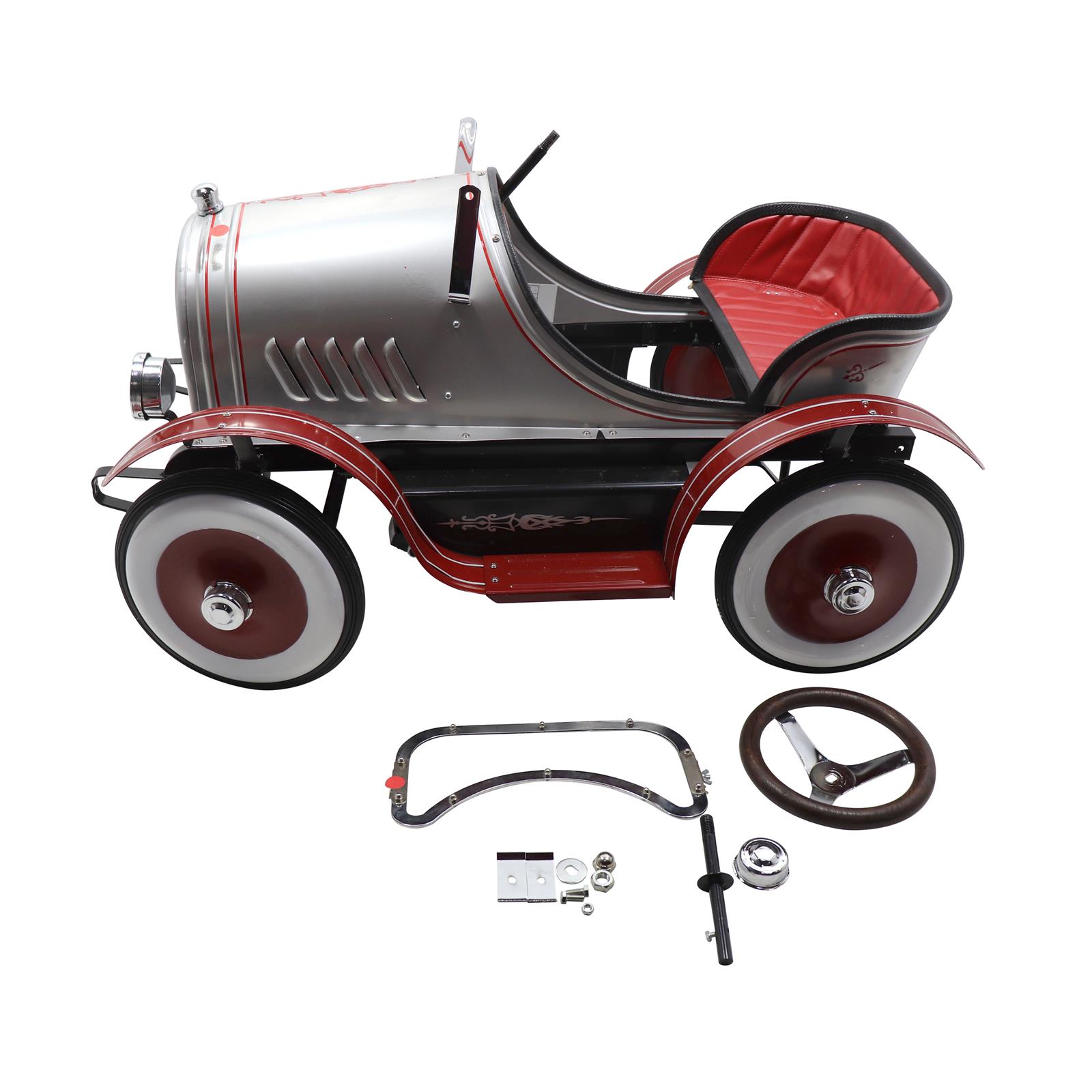 Blue Diamond Classics Model A Roadster Pedal Car, Silver/Red