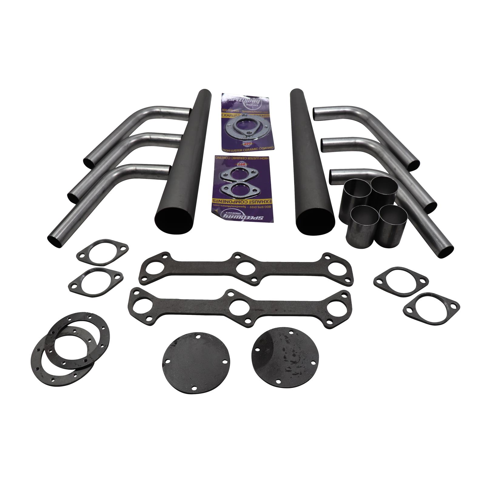Flathead Ford V8 Lake Style Header Kit, 15/8 Tube, 31/2 Inch Co