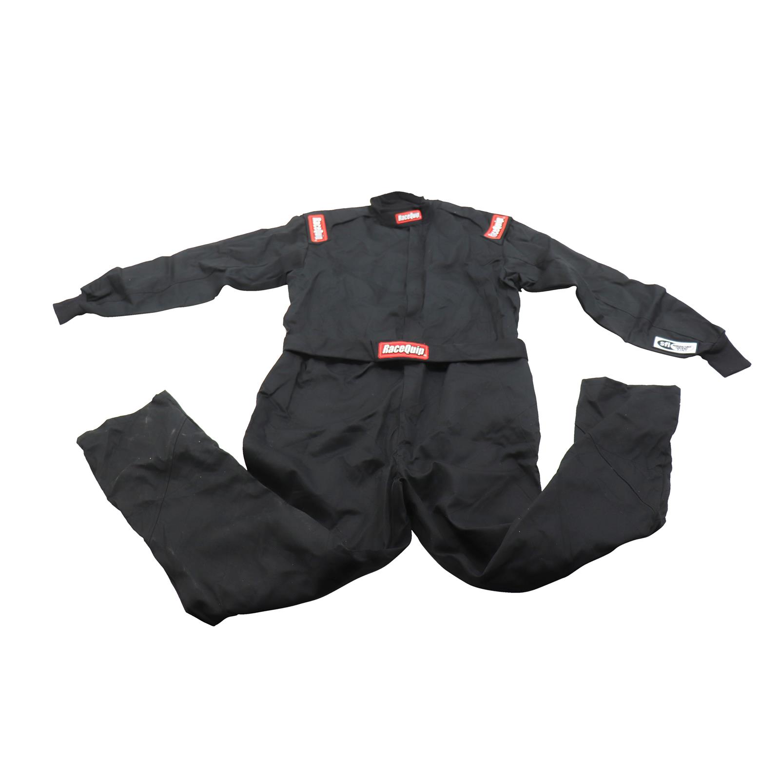 RaceQuip 130906RQP 130 Series 1 Piece Fire Suit, SFI1, Black, XL
