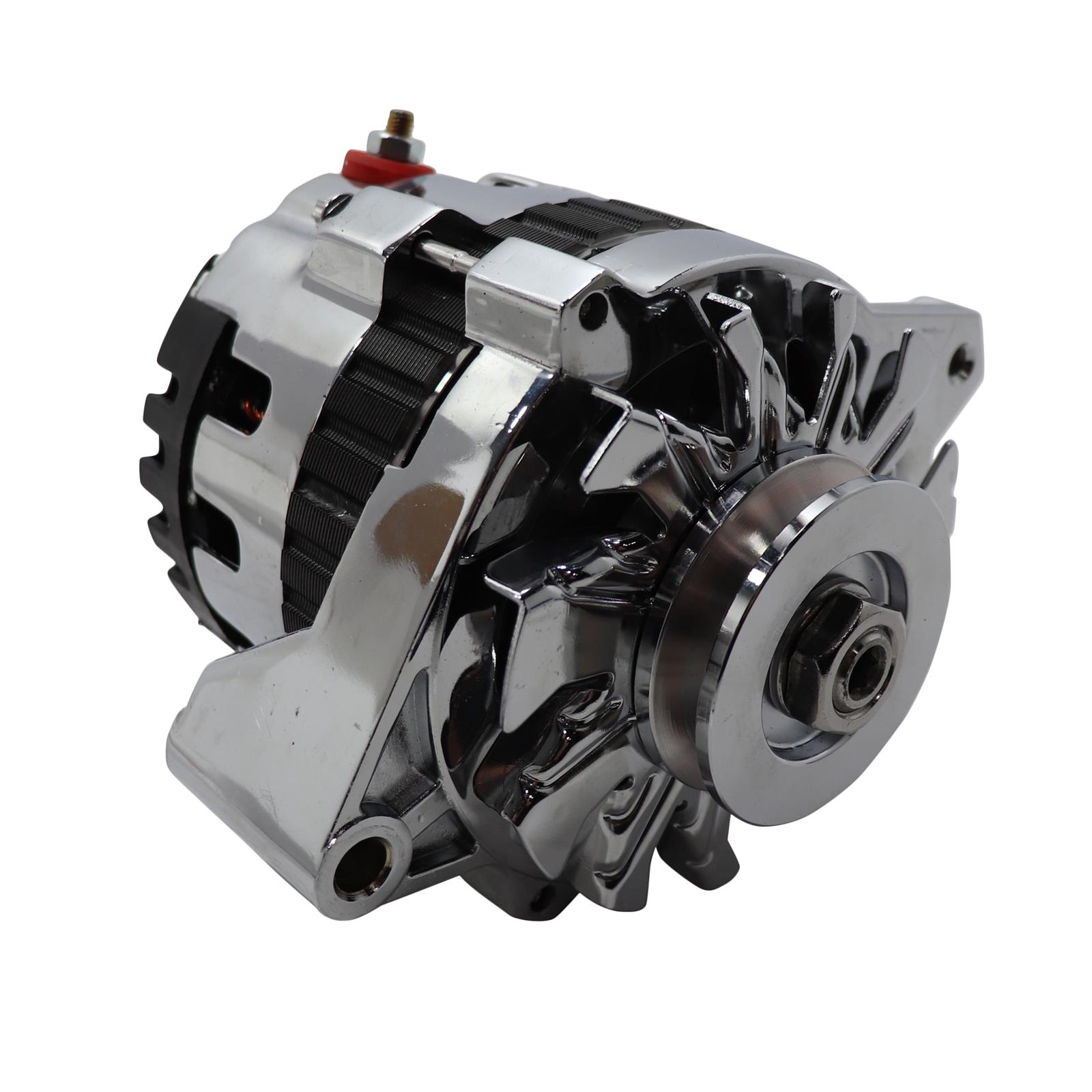 GM CS130 Style 220 Amp Alternator, VBelt Pulley, Chrome