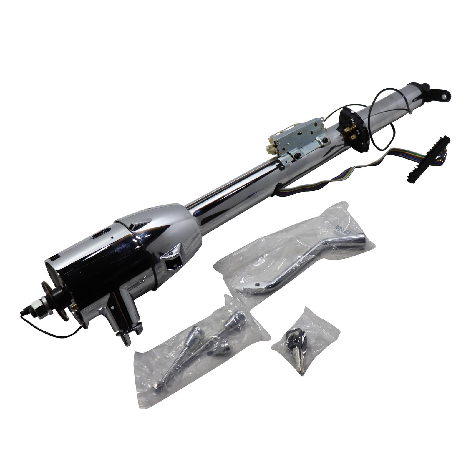 Universal Keyed GM Tilt Steering Column With Shifter, 32" Chrome