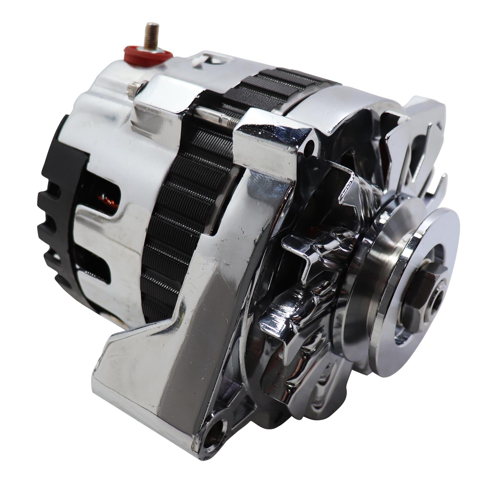 GM CS130 Style 220 Amp Alternator, VBelt Pulley, Chrome