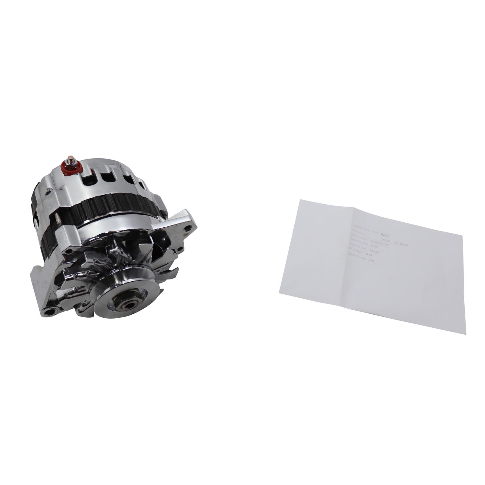 GM CS130 Style 220 Amp Alternator, VBelt Pulley, Chrome