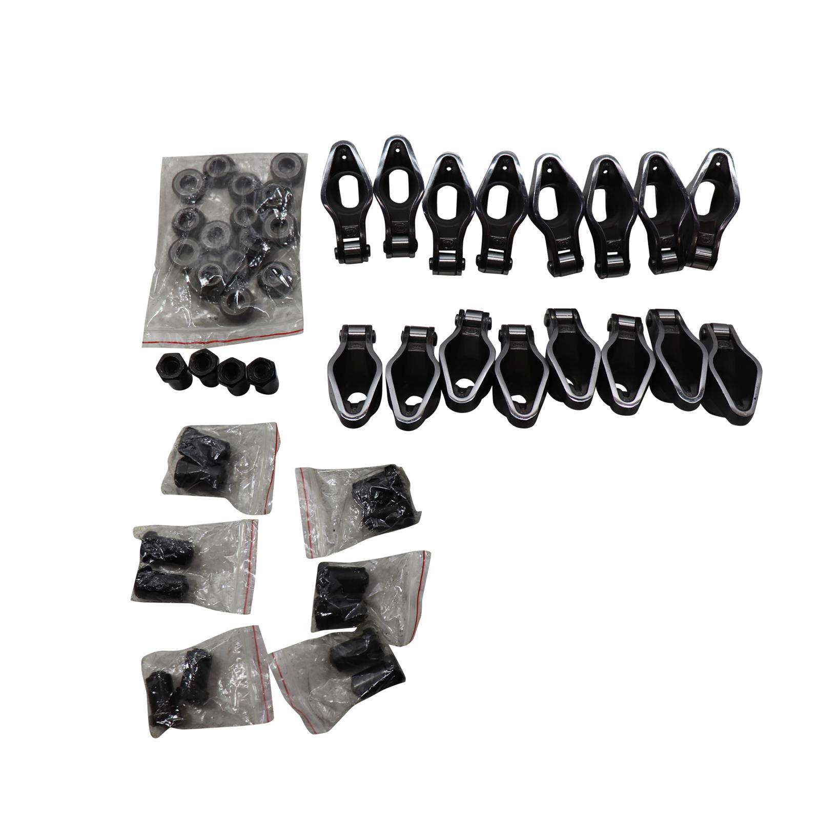 SBC Sportsman Steel Roller Tip Rocker Arms, Split Ratio, 3/8 Stud