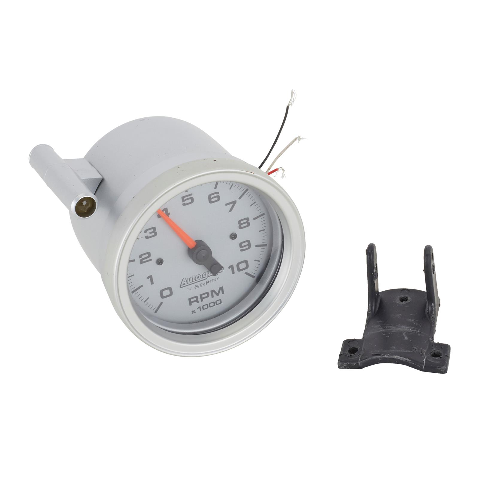 Autometer Tachometer Gauge 10K RPM 3 3/4in Pedestal w/Ext. Shift-Light - Silver Dial/Black Case
