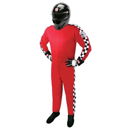 Red Single Layer Racing Suit - One Piece, SFI 3.2A/1 Certified, Nomex Cuffs, Size XXL