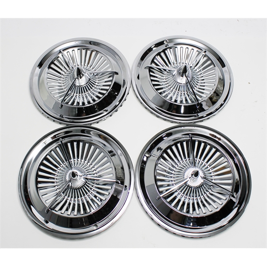 Garage Sale Polara Style TriBar Turbine Chrome Hubcaps, 15 Inch, Set/4