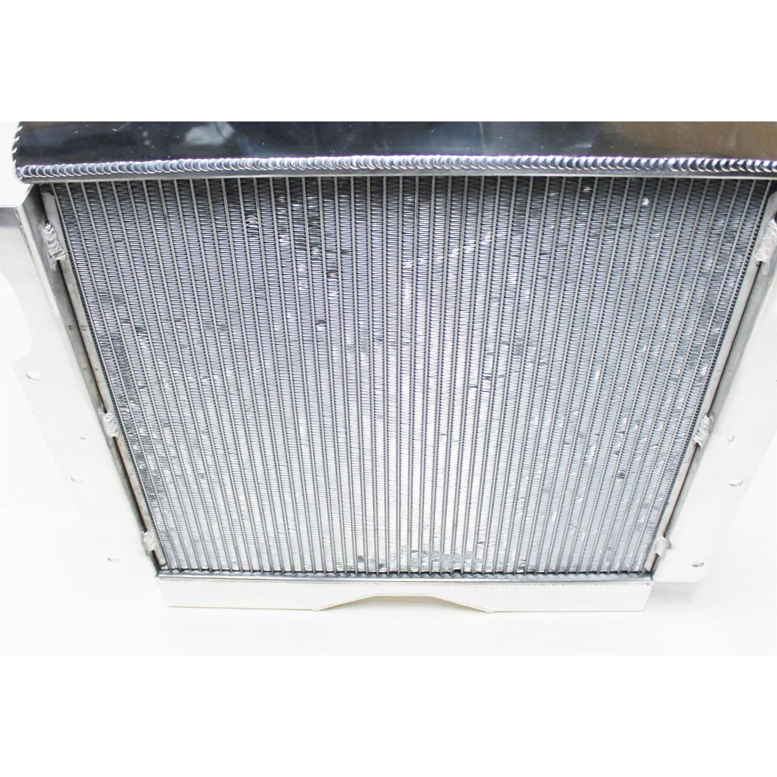 Polished Aluminum Chevy Radiator with 45 Degree Outlet