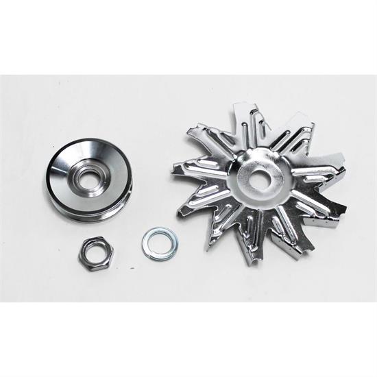 Chrome Single Groove Alternator Pulley with Fan