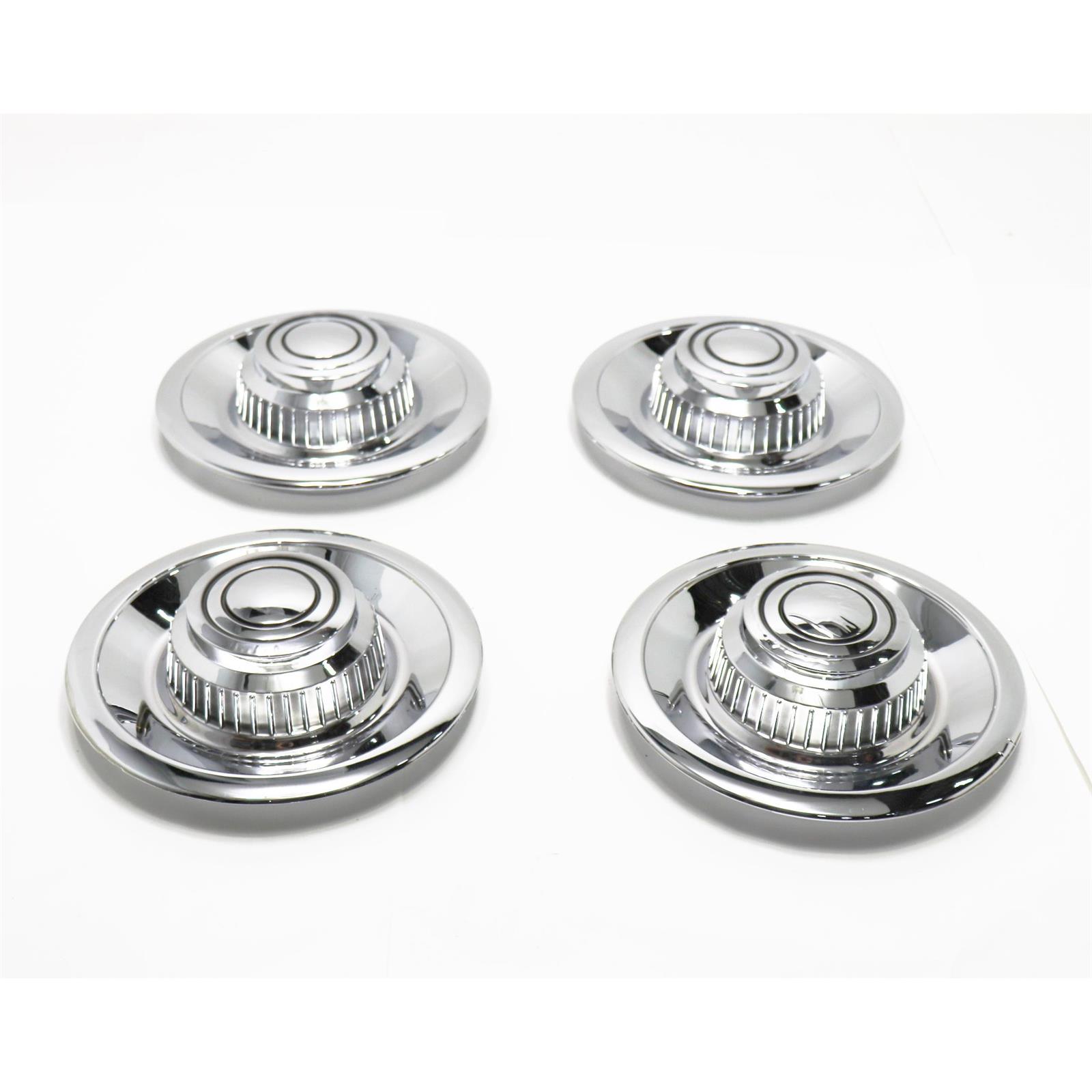 Chrome Derby Shorty Rally Wheel Hub Caps, Set of 4
