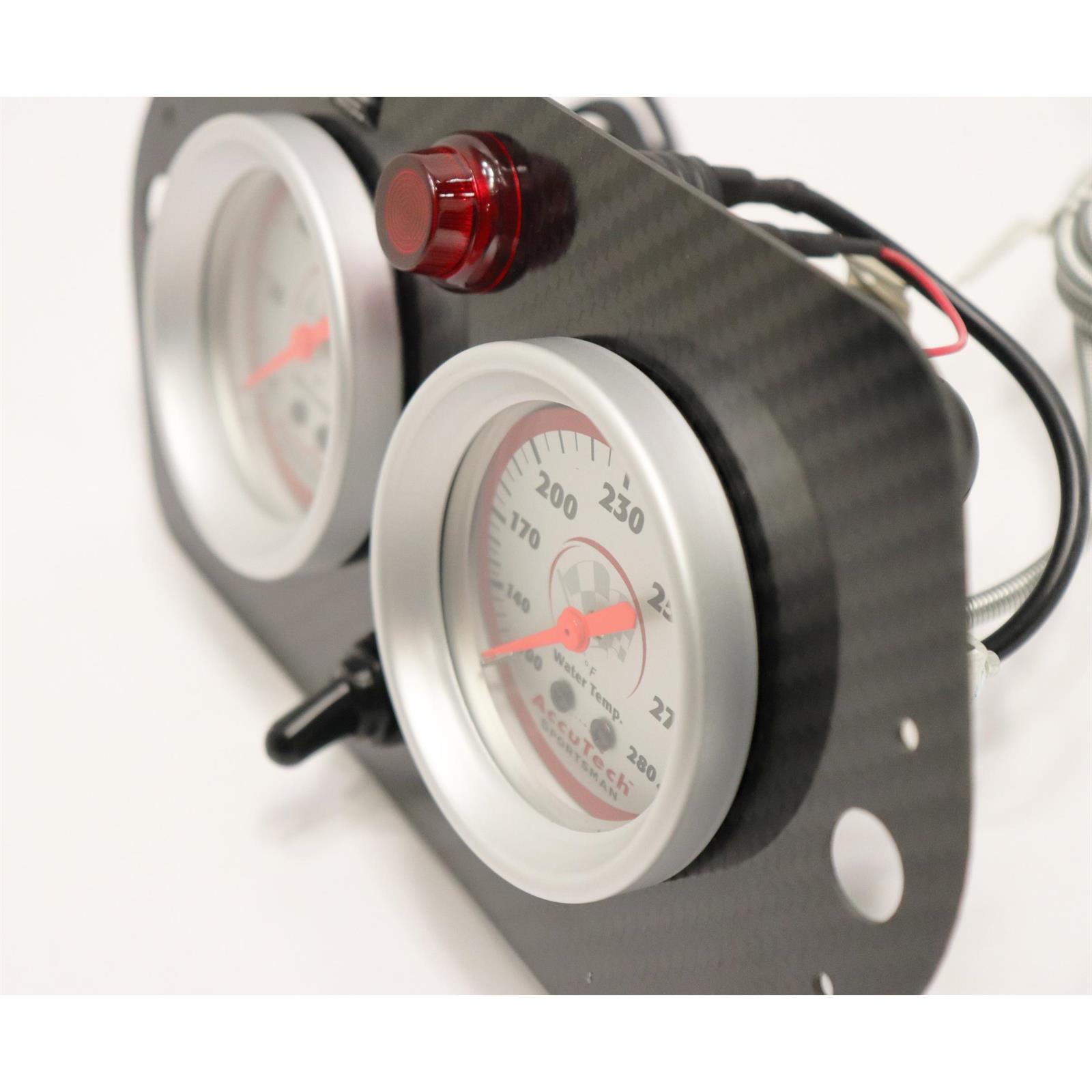 Longacre 44423 AccuTech Sprint Car Oil/Water Gauge, Carbon Fiber