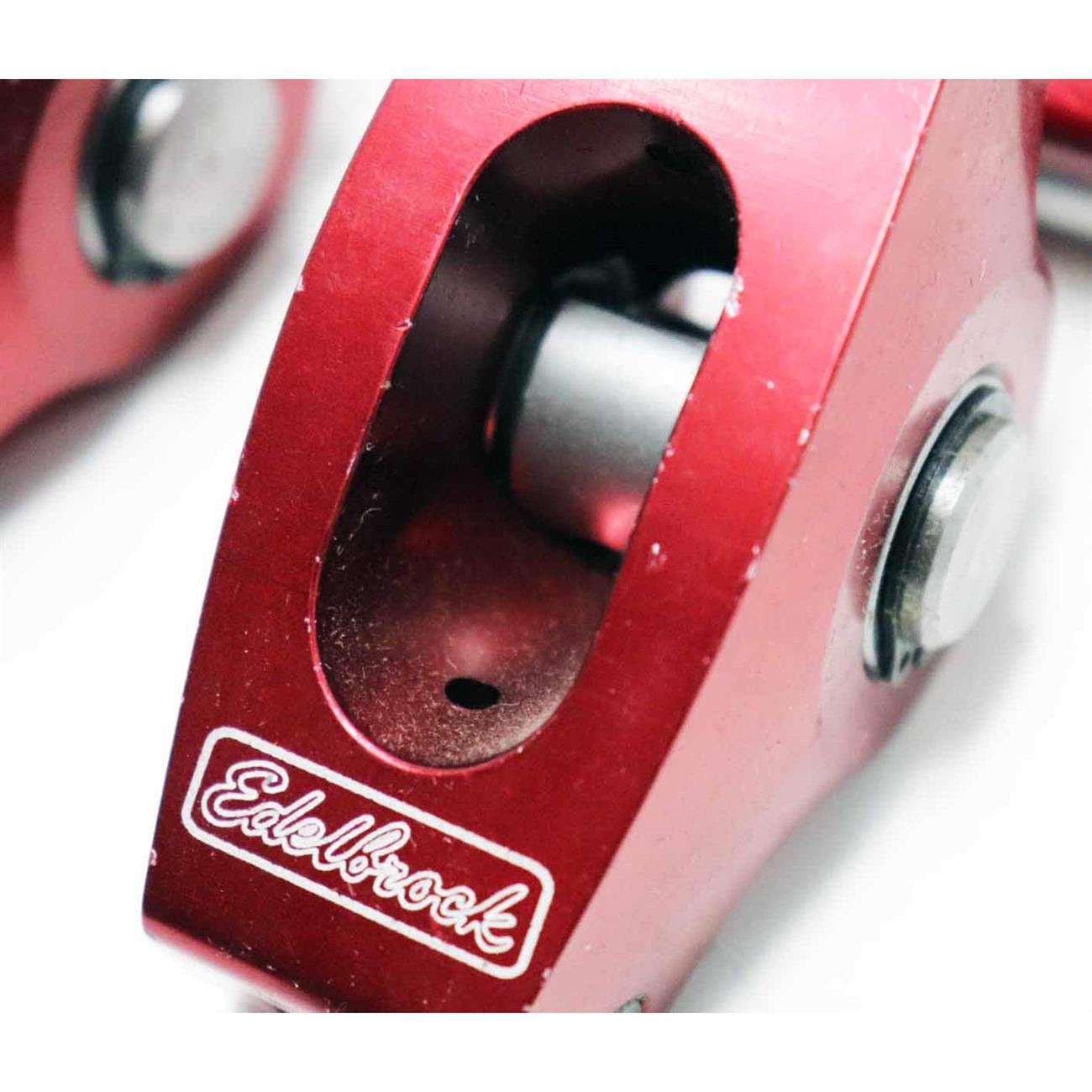Edelbrock 77760 Roller Rocker Arm, Small Block Chevy, Red Anodize